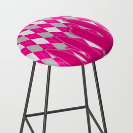 Pink Silver Plaid Dripping Collection Bar Stool