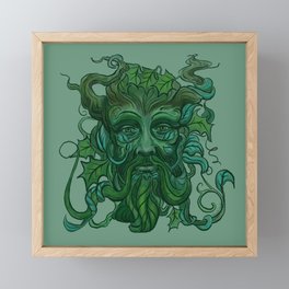 Nature-Themed Celtic Green Man Foliate face Framed Mini Art Print