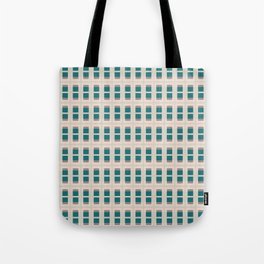 80s Mid Century Rectangles Teal Tote Bag