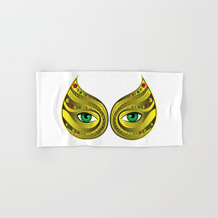 Gold Mask Green Eyes Hand & Bath Towel