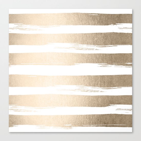 White Gold Sands Painted Thick Stripes Canvas Print