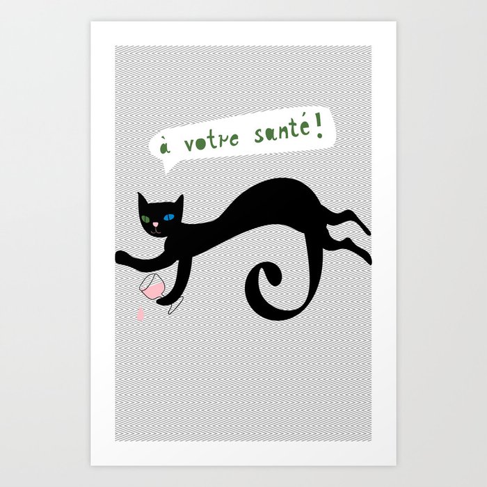 party animals - french cat Art Print