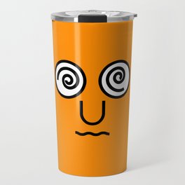 type face: Dizzy Emoji Orange Travel Mug