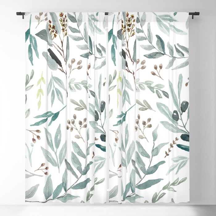 Botanical Eucalyptus Leaves Pattern Blackout Curtain by Anis ...