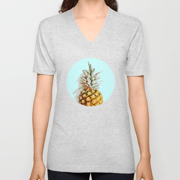 Summer Pineapple V Neck T Shirt