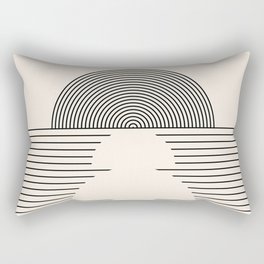 Geometric Lines in Black and Beige 20 (Sunrise and Sunset Abstraction) Rectangular Pillow