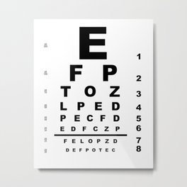 Eye Test Chart Metal Print | Eyeexam, Frame, Exam, Doctor, Graphicdesign, Alphabet, Examining, Eyetestequipment, Eyesight, Examination 
