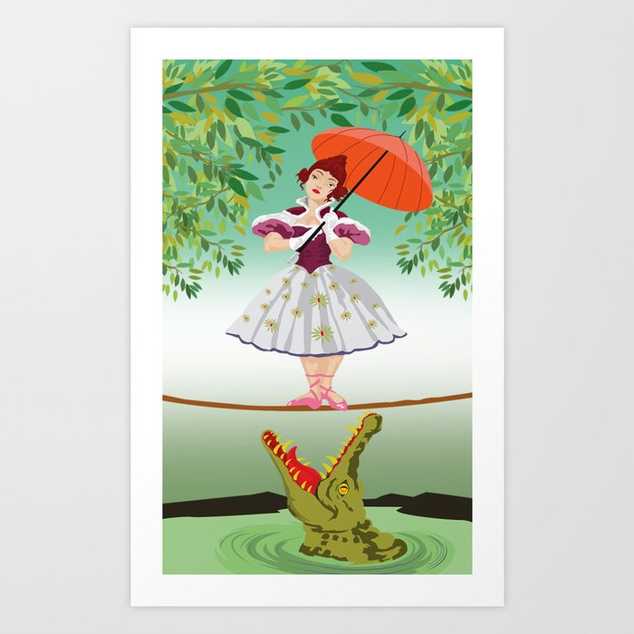 The Umbella girl With crocodile Art Print