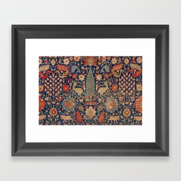 17th Century Persian Rug Print with Animals Framed Art Print