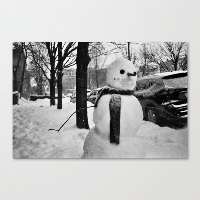 Sidewalk Snowman Canvas Print