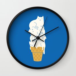 Cats Ice Cream Wall Clock | Happiness, Cone, Popart, Digital, Cats, Icecream, Yum, Blue, Cat, Drawing 
