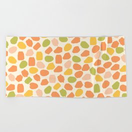 Ink Dot Mosaic Pattern Light Green Orange Mustard Blush Cream Beach Towel