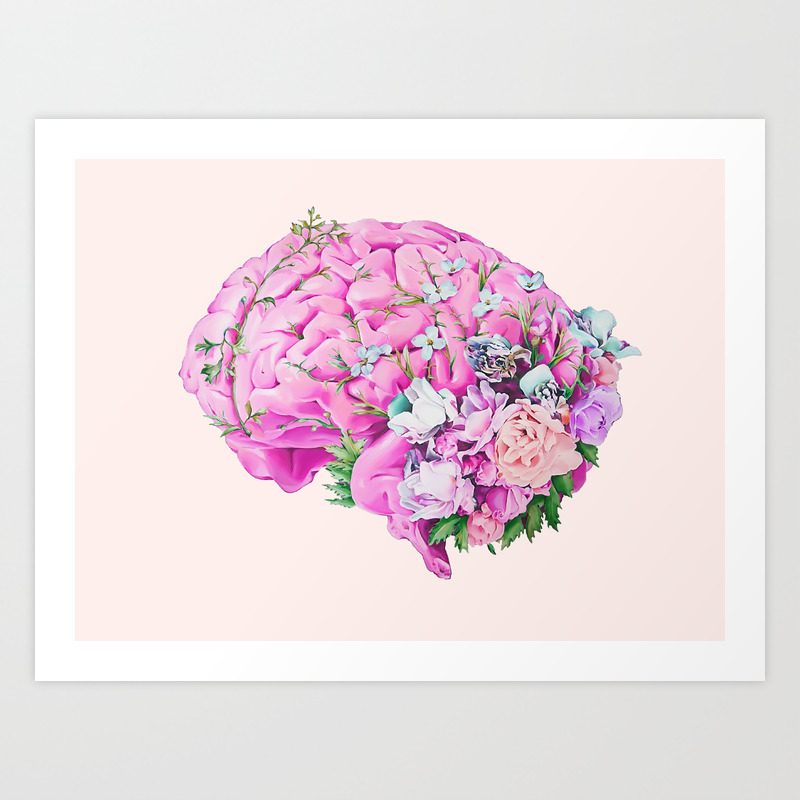 Floral Brain Pale Pink Art Print By Trishathompson Society6 Floral Brain Pale Pink Art Print By Trishathompson Society6