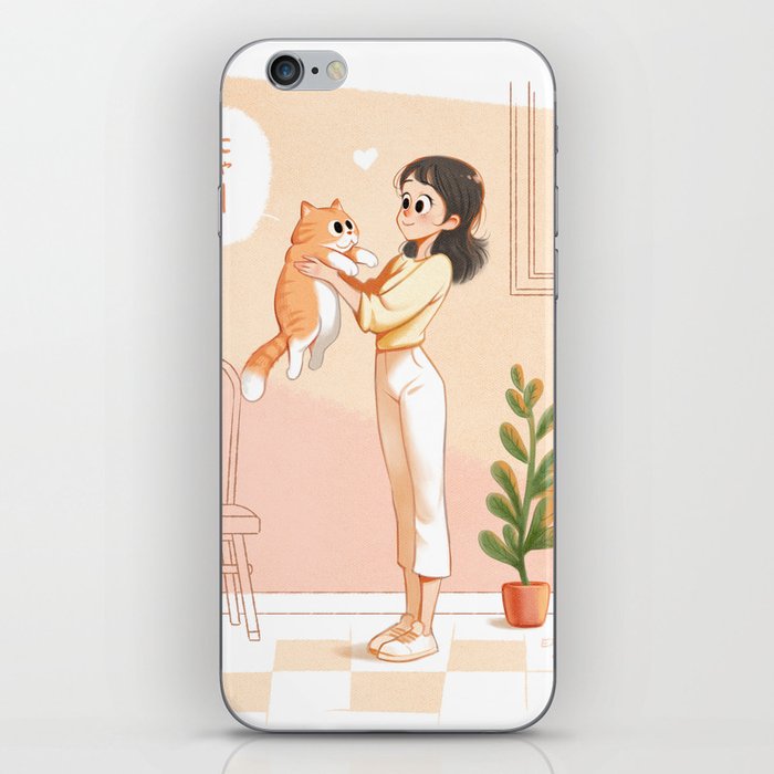 The cat and the girl iPhone Skin