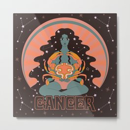 Cancer Zodiac Star Sign Astrology  Metal Print | Retro, Artnouveau, Astrology, 1970S, Digital, Stars, 70S, Cancercrab, Cancer, Cosmos 