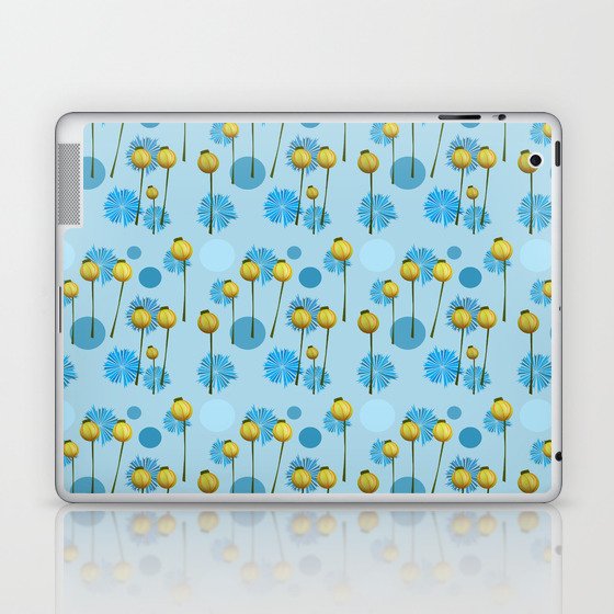Floral pattern on blue background. Laptop & iPad Skin