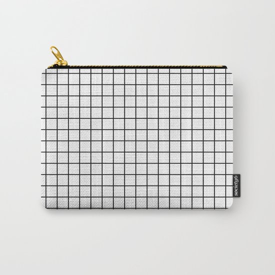 Emmy -- Black and White Grid, black and white, grid, monochrome, minimal grid design cell phone case Carry-All Pouch