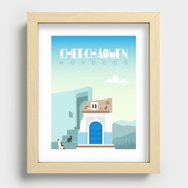 Chefchaouen city Poster, Morocco travel poster, morocco landmark, Visit morocco Recessed Framed Print