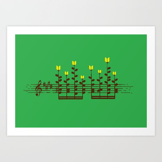 Music notes garden Art Print
