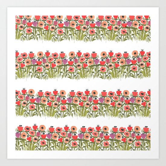 Flower stripe garden Art Print