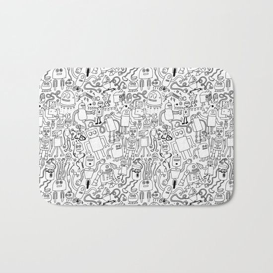 Infinity Robots Black & White Bath Mat