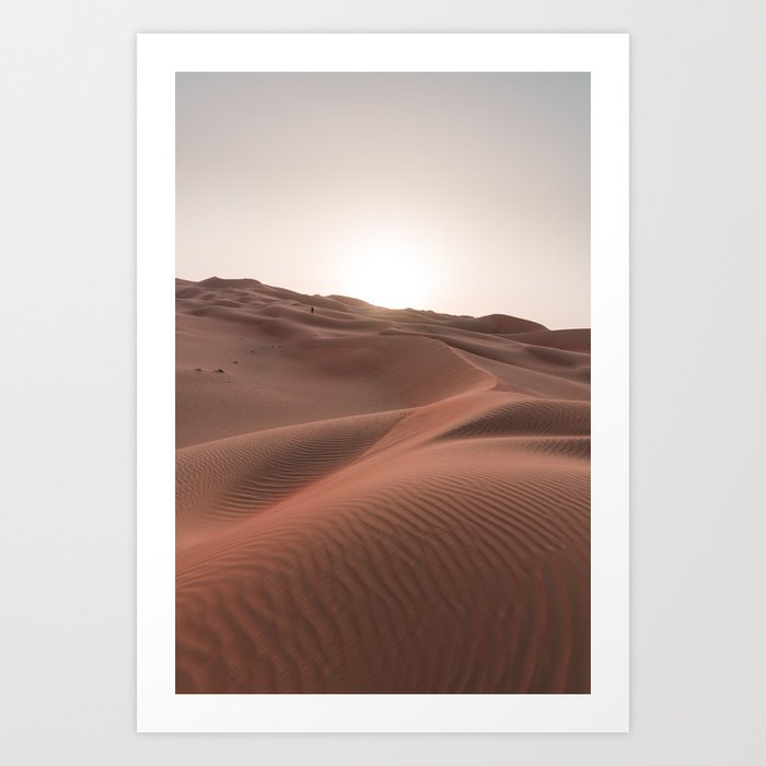 Sunset over the dunes Art Print