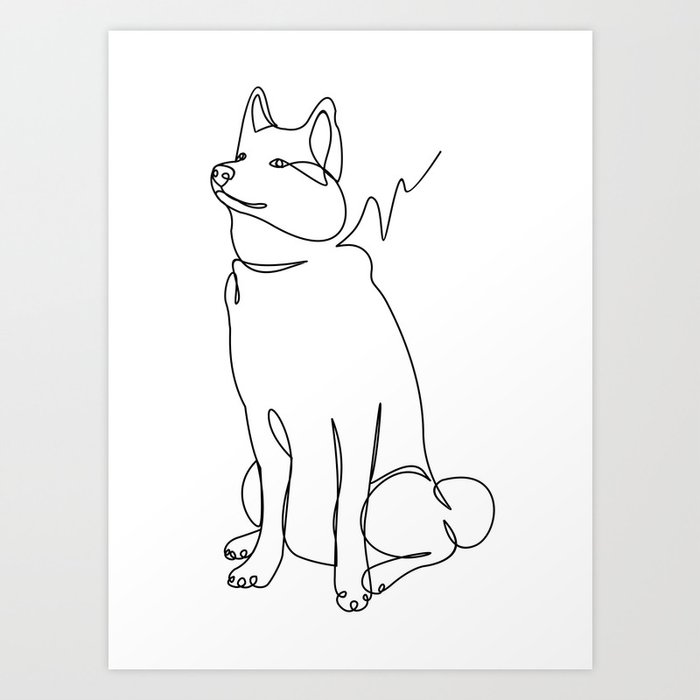 Dog Line Art Art Print