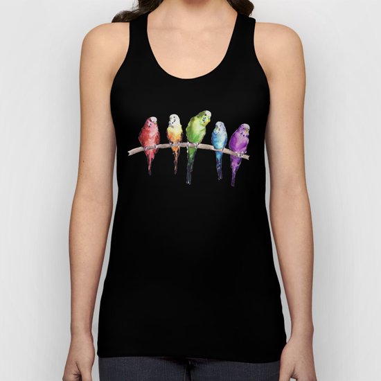 Rainbow Budgie birds Unisex Tank Top