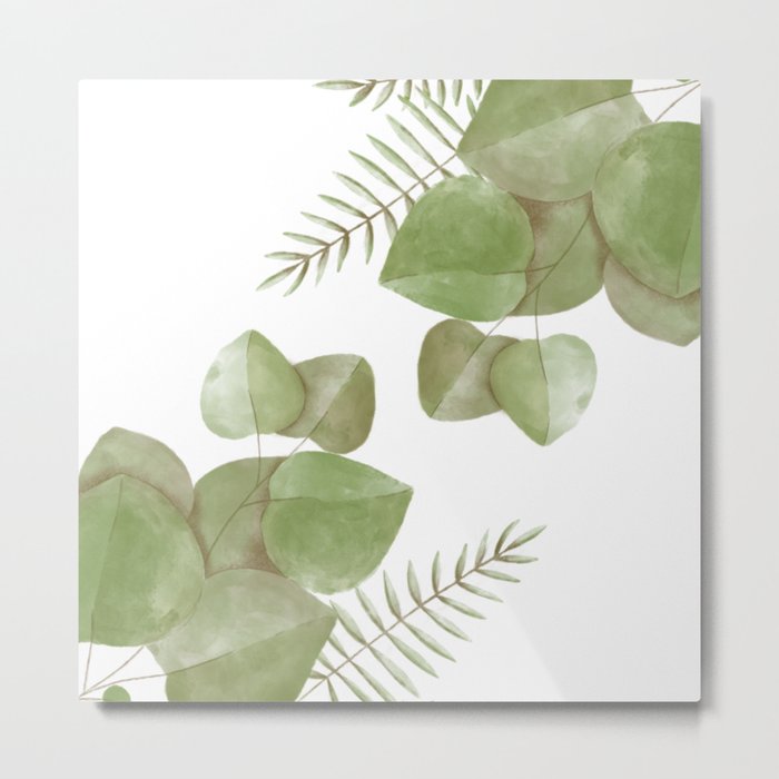 Botanical Illustration | Green Leaves Metal Print