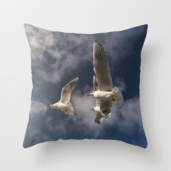 Sea-gulls Birds Animal in flight Throw Pillow by UtArt Society6