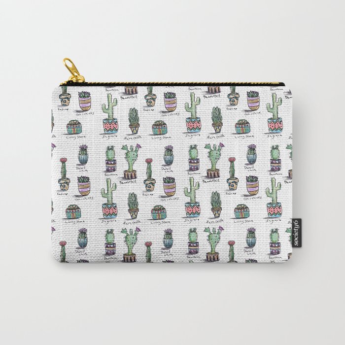 Cactus and Succulent Pattern Carry-All Pouch