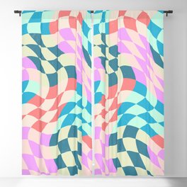 Groovy Abstract Grid Colorful Pattern Retro 70s Blackout Curtain