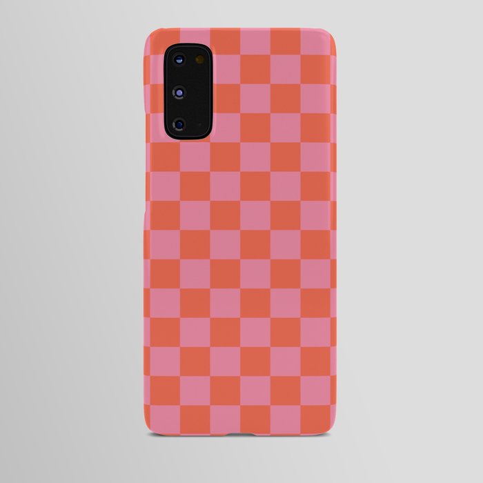 Checkerboard Mini Check Pattern in Hot Pink and Red Orange Android Case