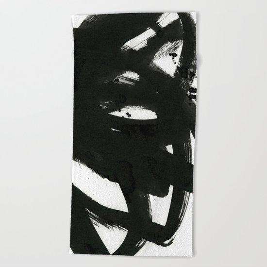black on white 1 Beach Towel