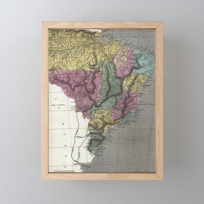 Map of Brazil - 1822 pictorial map from 1886 Framed Mini Art Print