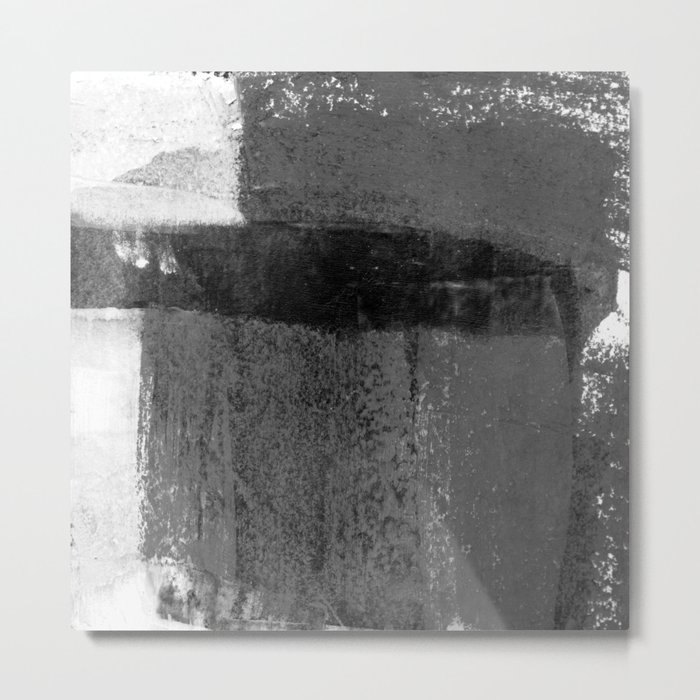 Torn Edges - Grey and White Minimalist Abstract Painting Metal Print