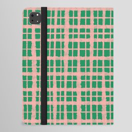 Retro Picnic Plaid Painted Pattern in Bright Green and Pink iPad Folio Case