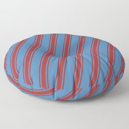 [ Thumbnail: Blue & Brown Colored Striped Pattern Floor Pillow ]