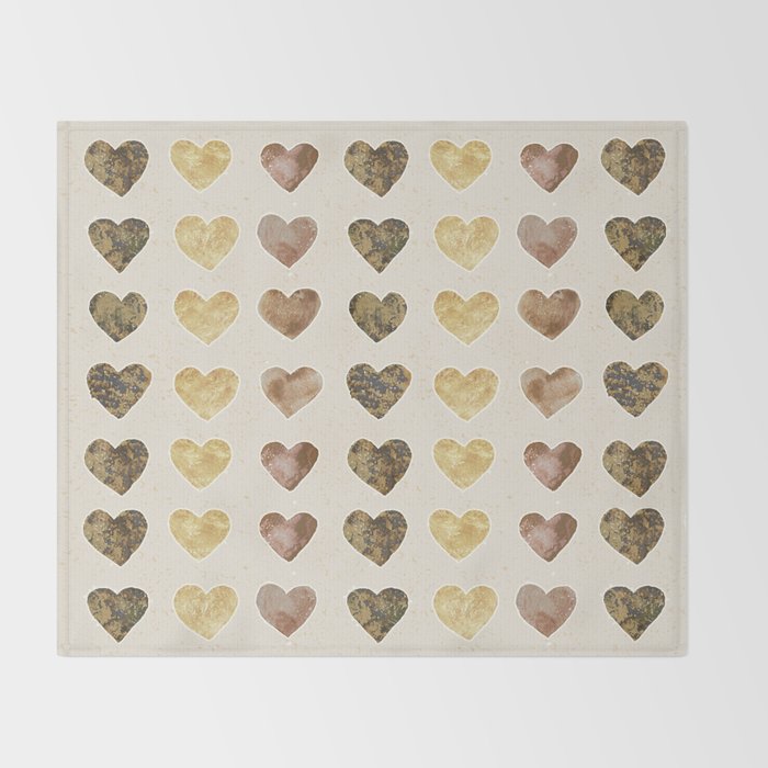 Gold And Chocolate Brown Hearts Throw Blanket By Tanjica Society6