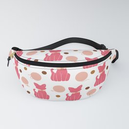 Cat Pattern Pink on White Fanny Pack