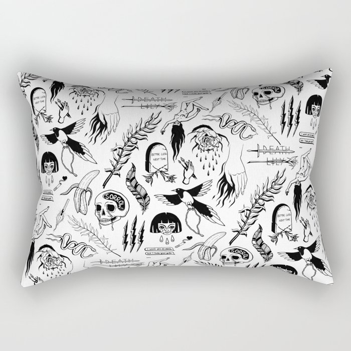 Death Lily Tattoo Flash Print Rectangular Pillow