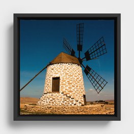 Spain Photography - Molino De Tefía Under The Blue Sky Framed Canvas