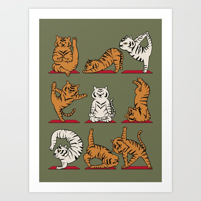 Bengal Tiger Yoga Art Print