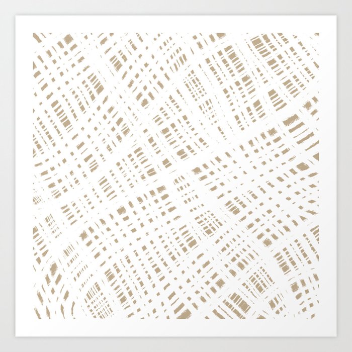 Rough Weave Abstract Burlap Painted Pattern in White and Beige Art Print