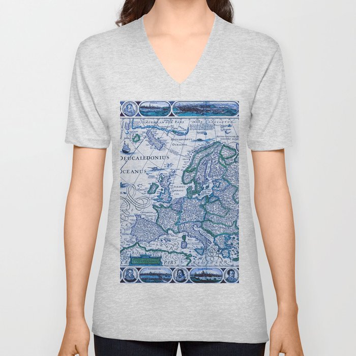 Royal Vintage Map V Neck T Shirt