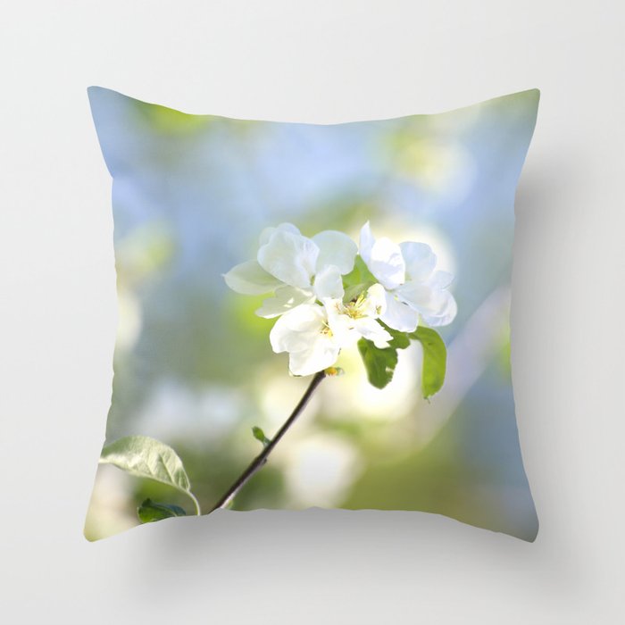 Apple Tree Branch With Flowers - Spring Mood #decor #society6 #buyart Throw Pillow