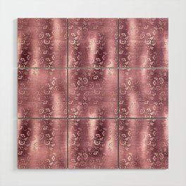 Pink Floral Brushed Metal Texture Wood Wall Art