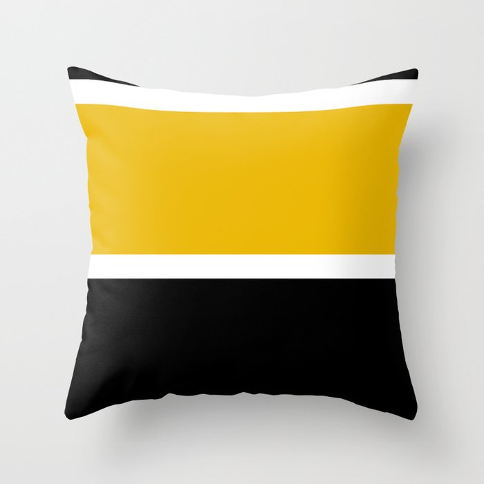 Yellow Black Strip  Throw Pillow