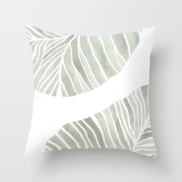 Sage green tropical leaves Throw Pillow
