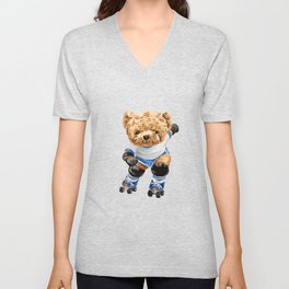 Skating Bear V Neck T Shirt